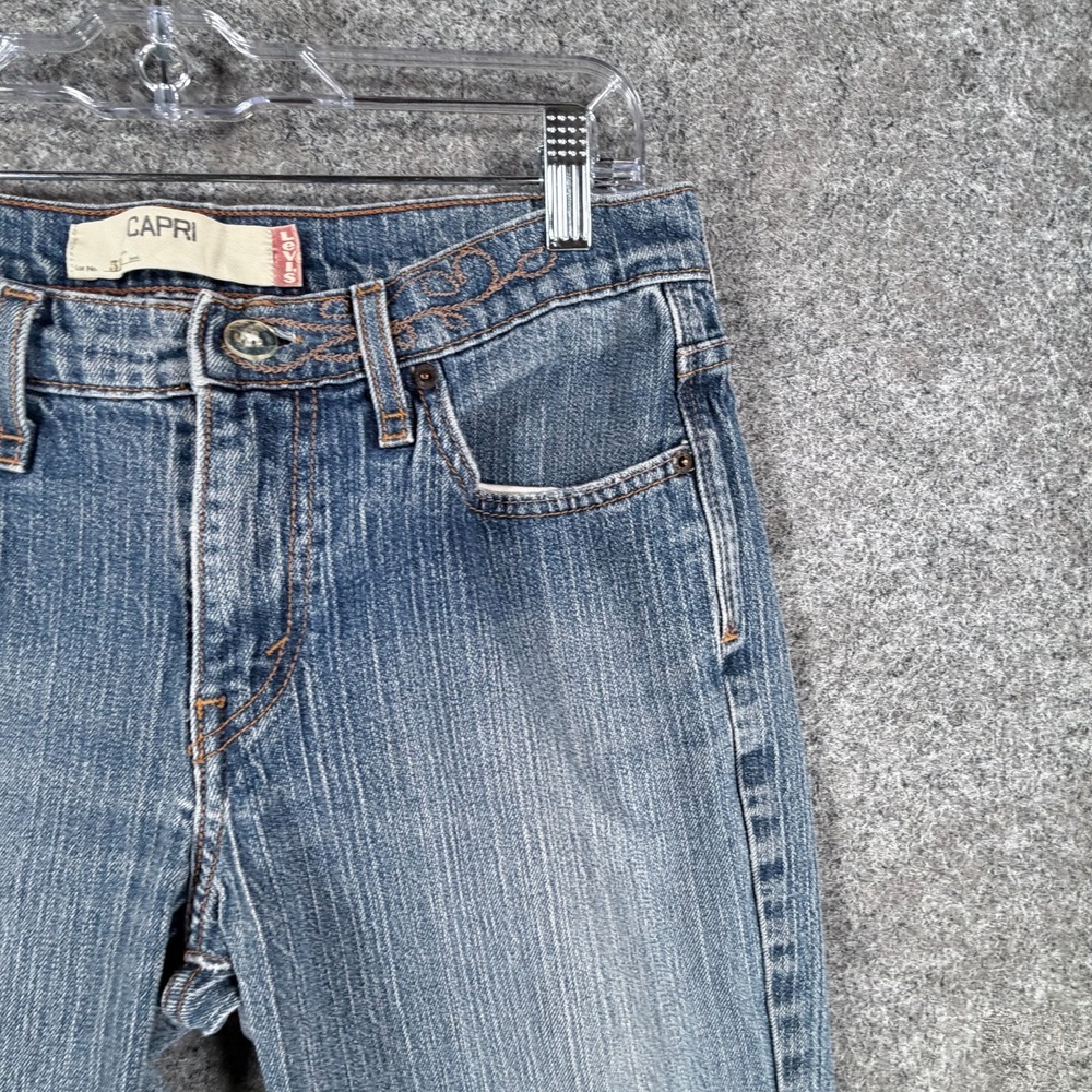 Levis 515 Capri Jeans Women 8 Blue Denim Cotton Mid Rise Straight Leg Cuffed Hem - Picture 7 of 16